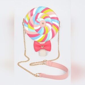 Whimsical Swirl Crossbody Bag with Gold Chain